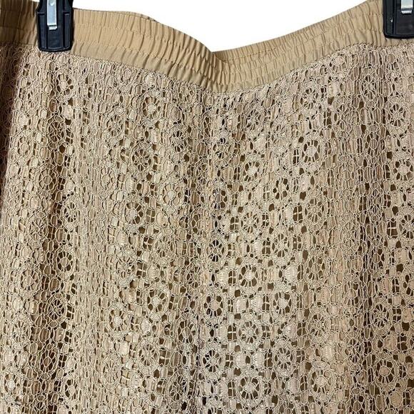 Chicos Womens Lace Overlay Lined Pull On Tapered Leg Tan Beige Pants Ankle 2 / L - Picture 5 of 16